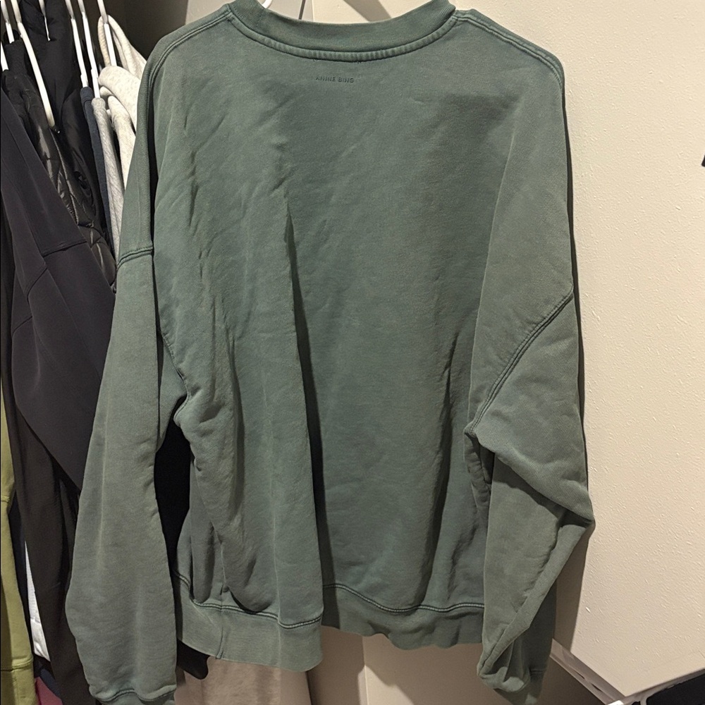 ANINE BING Oversized Crew Miles Sweatshirt Washed Sage Green Size Medium - Picture 7 of 7